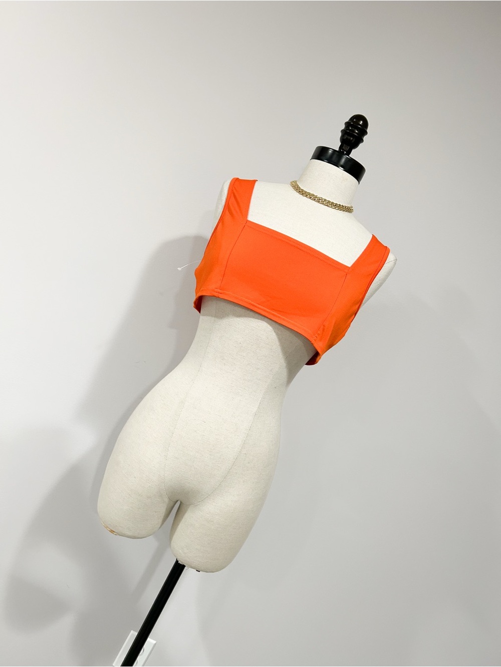 Square-Neck Orange Crop Top - Women